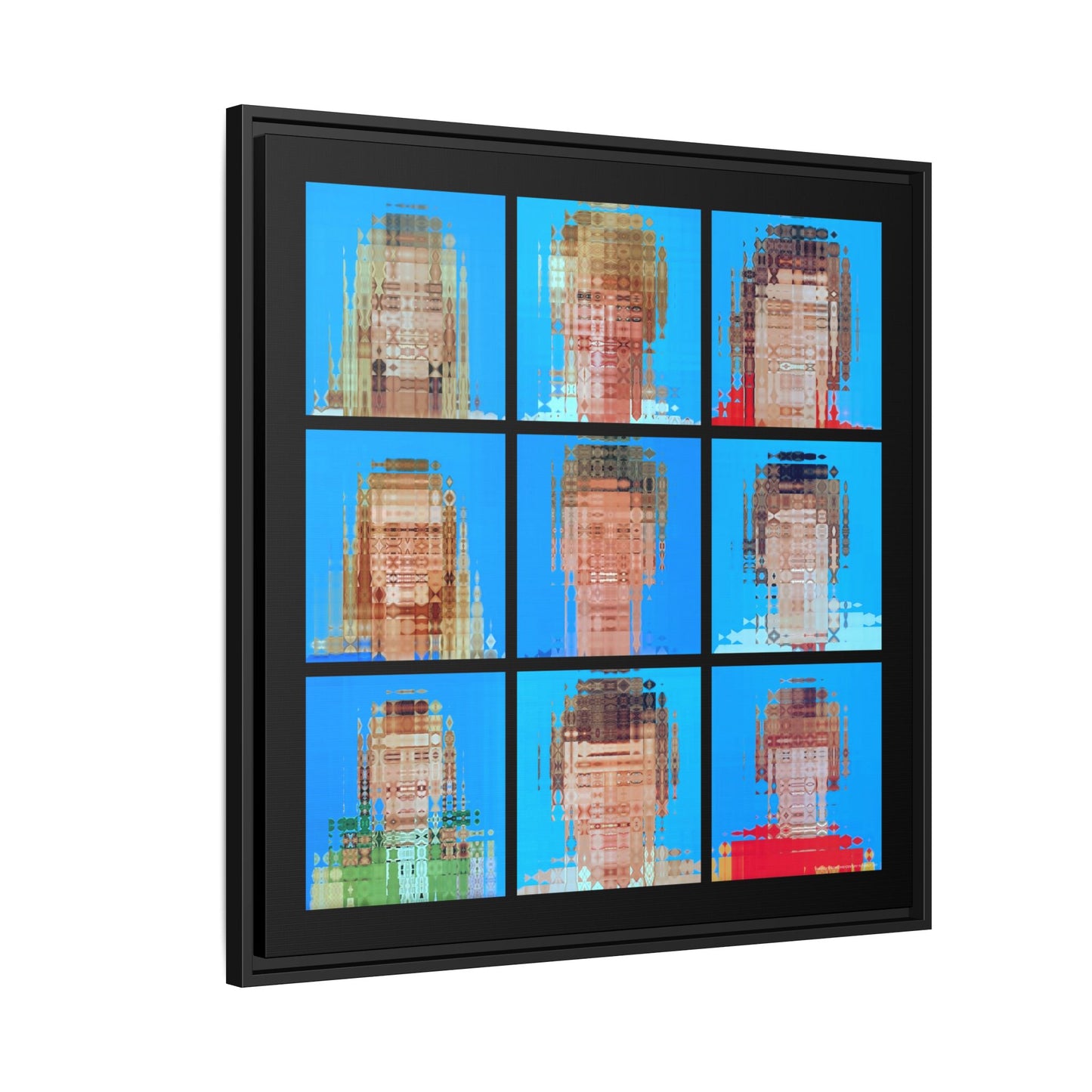 America's Iconic Mid-Century TV Family, Abstract Portrait Collage Art — Matte Canvas, Framed (Multi-color options)