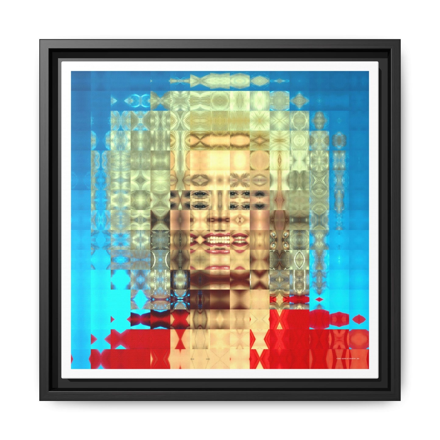 Iconic Queen of Country V, Dolly Abstract Portrait Collage Art — Matte Canvas, Framed (Multi-color options)