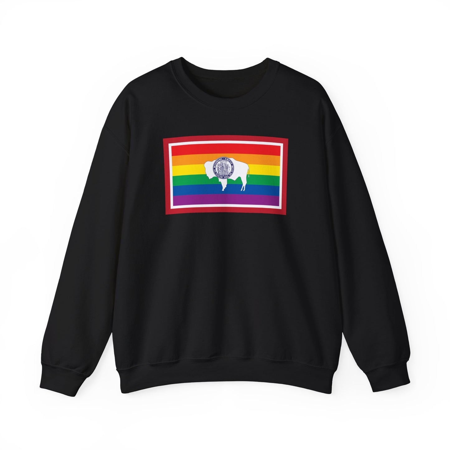 Wyoming Rainbow Pride Flag Unisex Crewneck Sweatshirt—White, Black or Light Pink