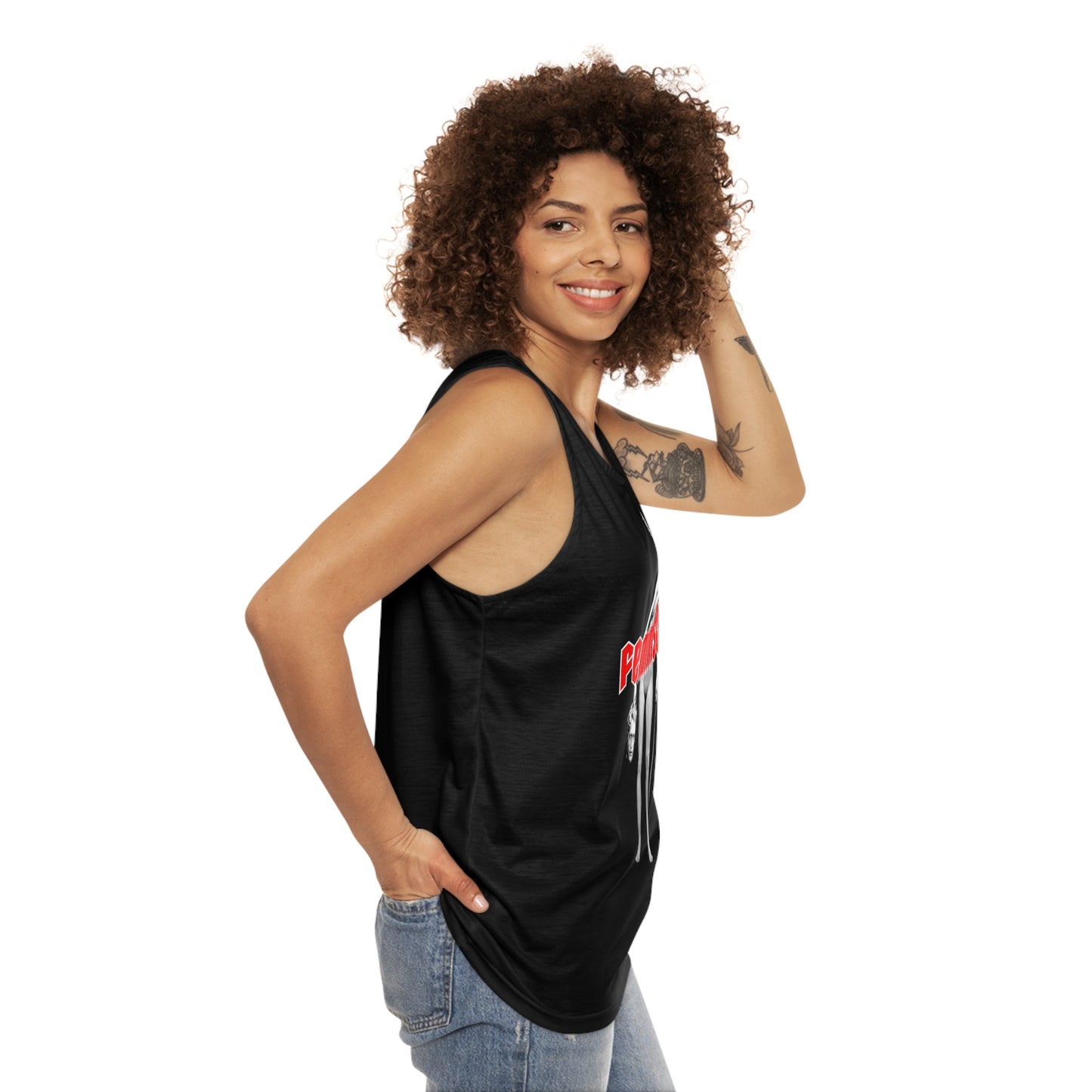 FEMINISTA Tank Top - Red Deco on Black