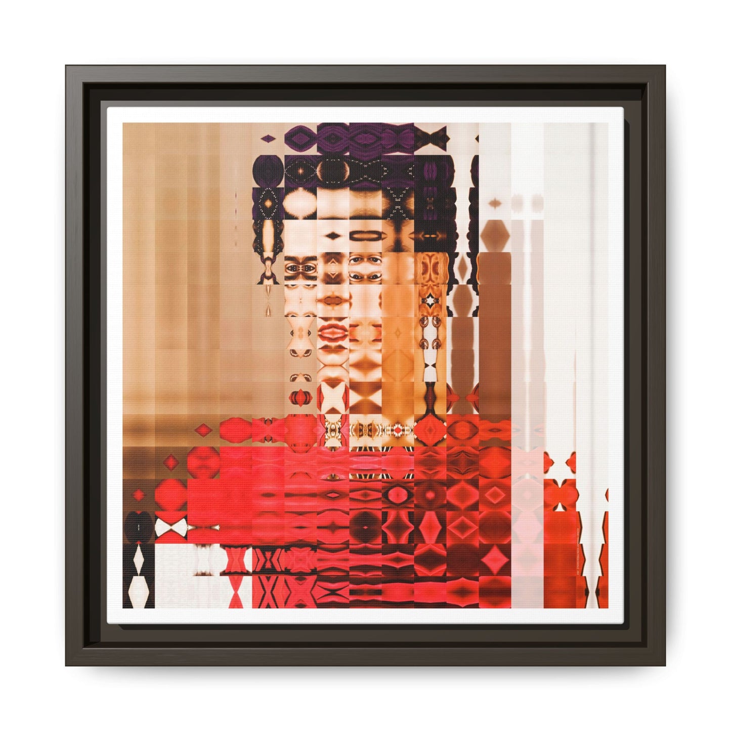 Iconic Feminist Artist Frida Kahlo 2 Abstract Portrait Collage Art — Matte Canvas, Framed (Multi-color options)