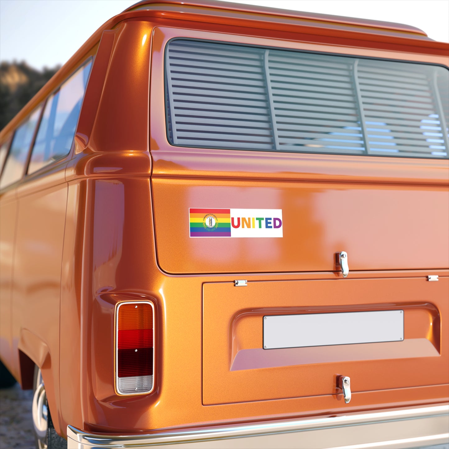 Kentucky Rainbow Pride Flag "UNITED" Bumper Sticker