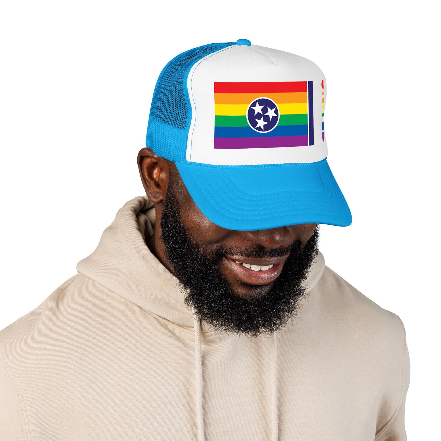 Tennessee Rainbow Pride Flag "UNITED" Printed Foam Trucker Hat, Several Color Options
