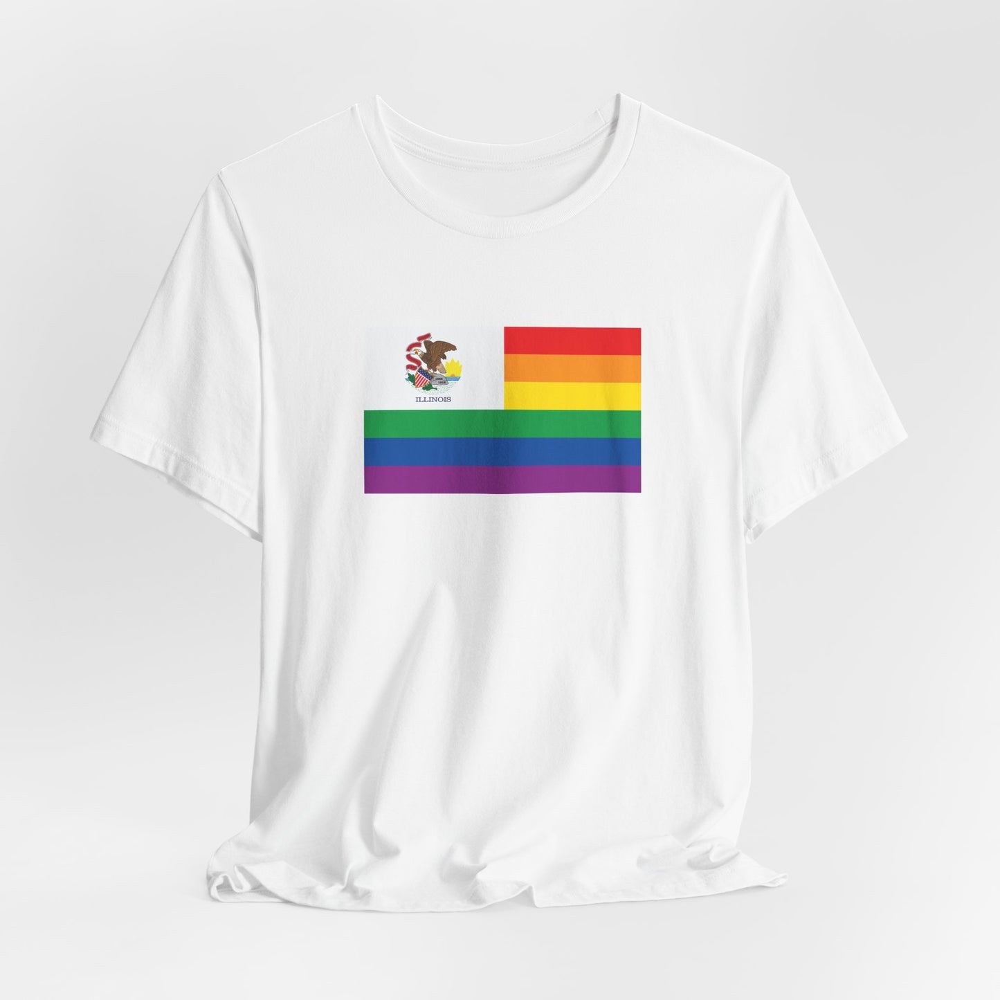 Illinois Rainbow Pride Flag T-shirt, Several Color Options
