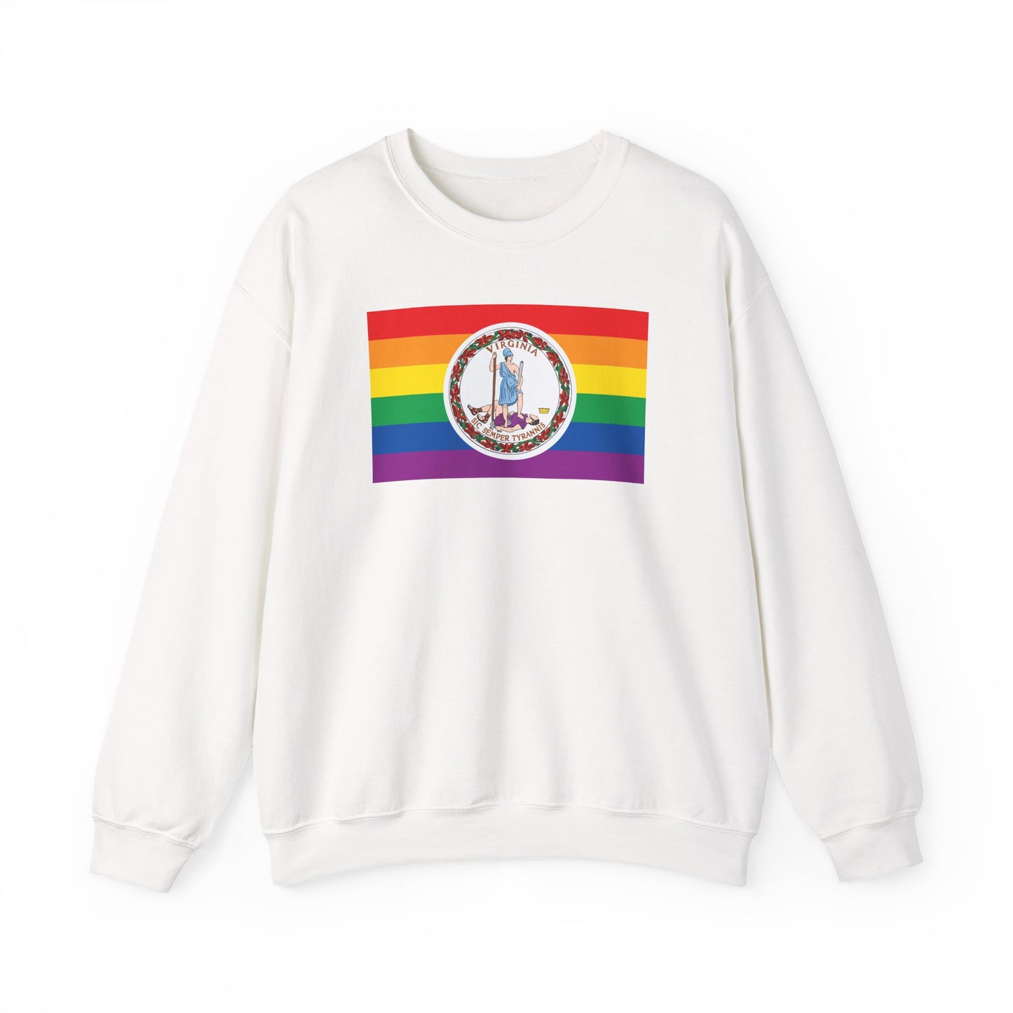 Virginia Rainbow Pride Flag Unisex Crewneck Sweatshirt—White, Black or Light Pink