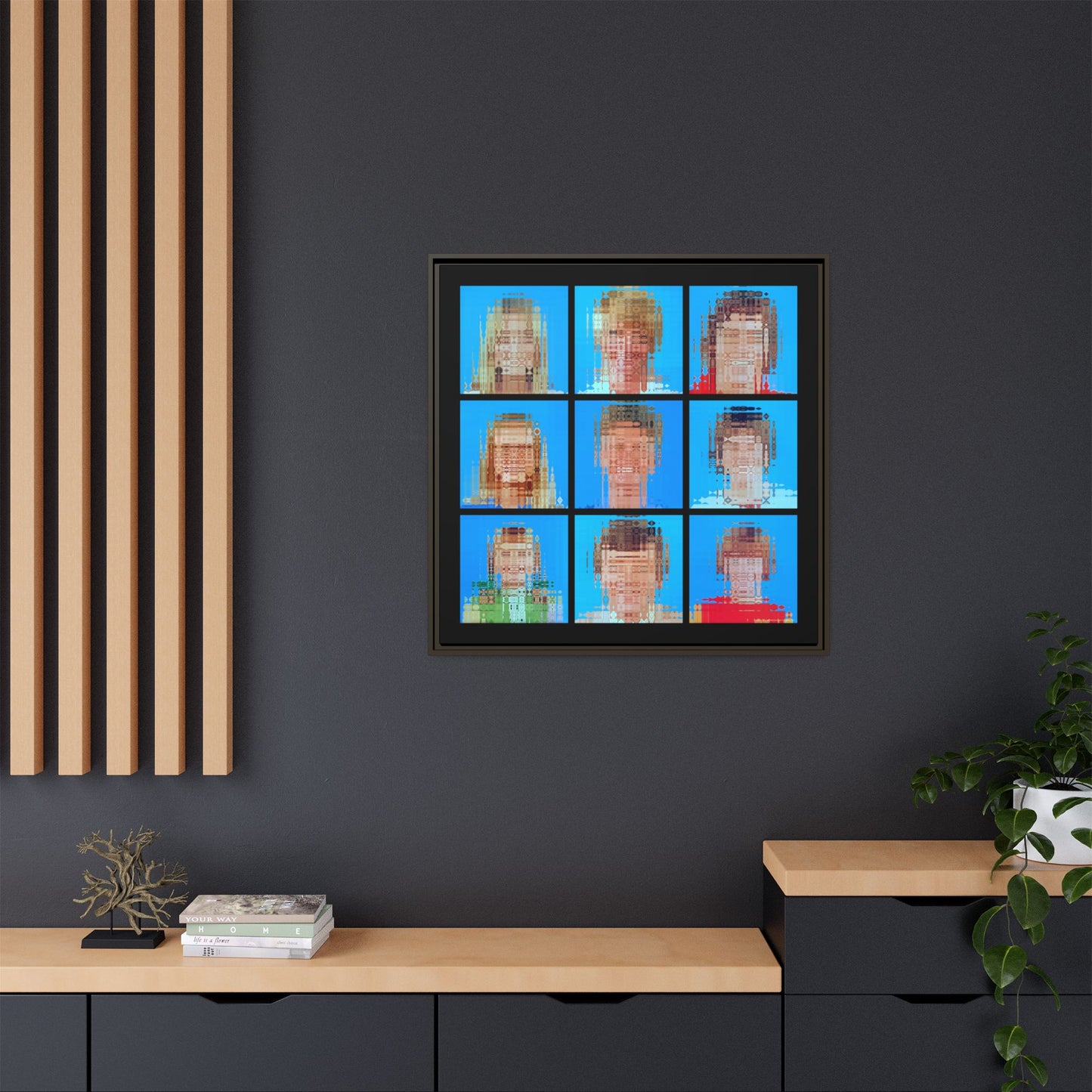 America's Iconic Mid-Century TV Family, Abstract Portrait Collage Art — Matte Canvas, Framed (Multi-color options)