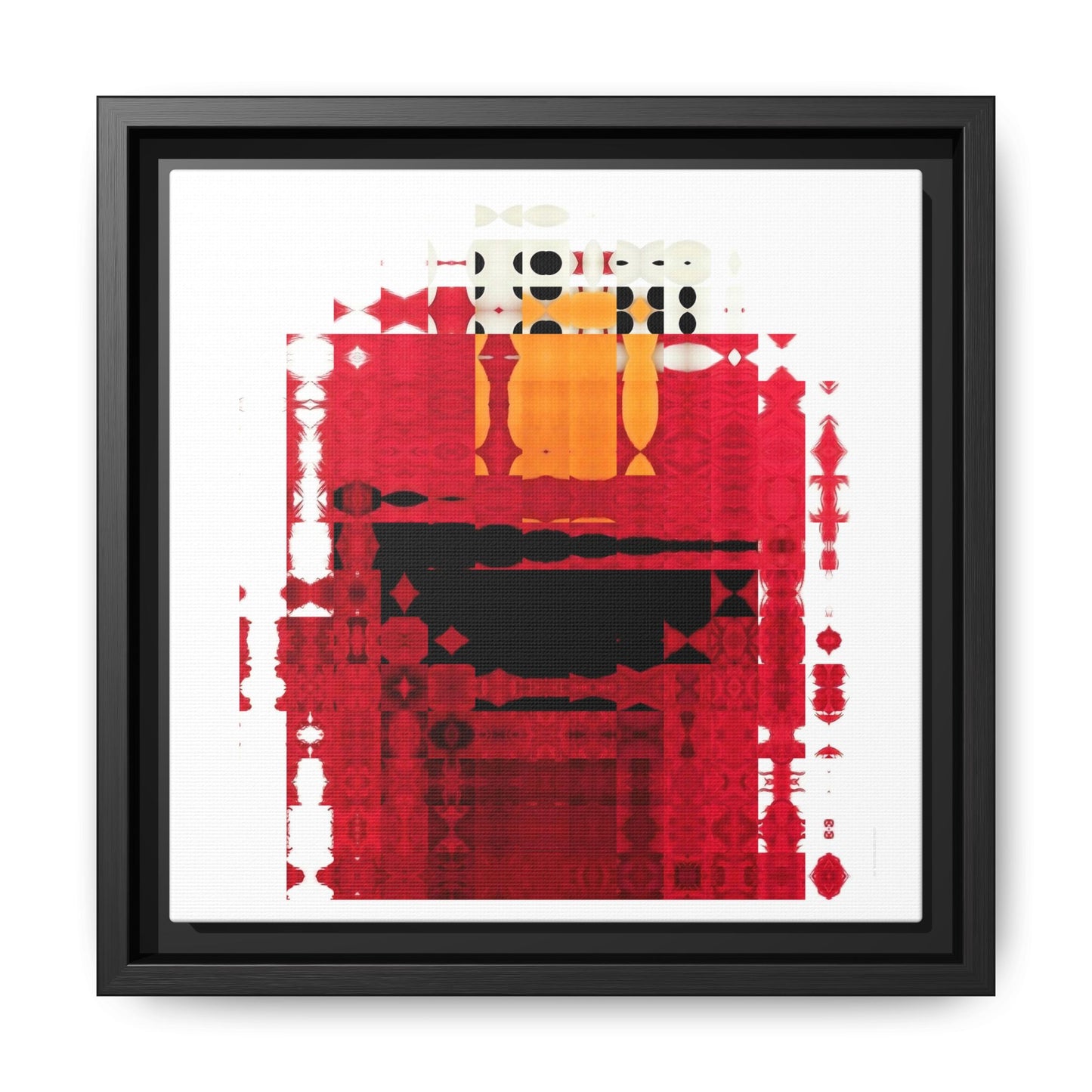 Iconic Fuzzy Red Cutie Monster from the Street Abstract Portrait Collage Art — Matte Canvas, Framed (Multi-color options)