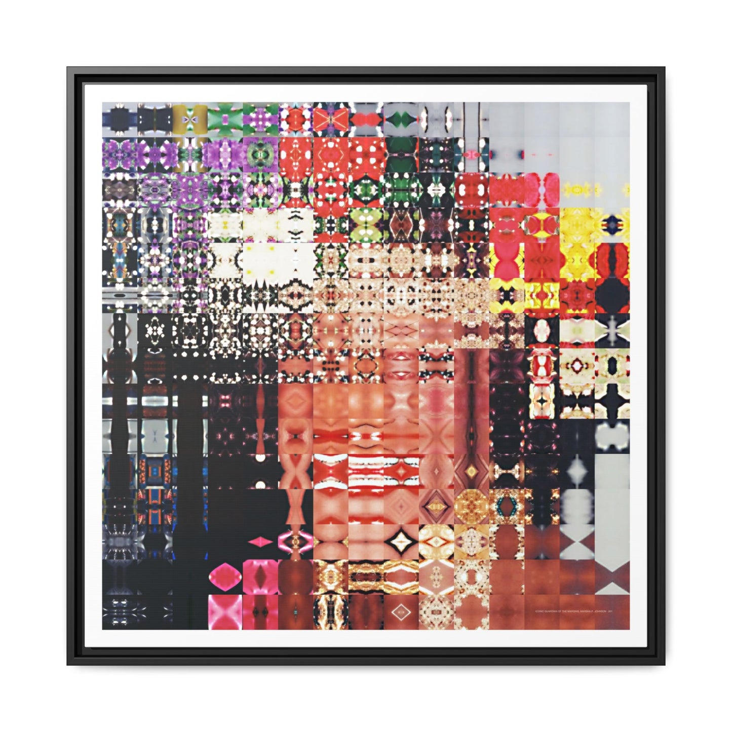 Iconic Guardian of the Margins, Marsha P. Johnson Abstract Portrait Collage Art — Matte Canvas, Framed (Multi-color options)