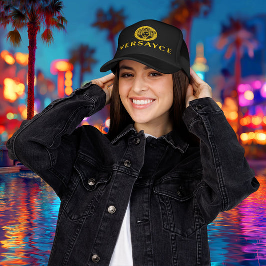 VERSAYCE Gold Logo Embroidered Trucker Hat