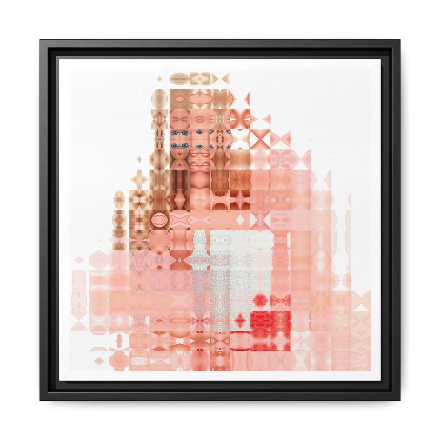 Peaches-&-Cream Fantasy Dream Doll Abstract Portrait Collage Art — Matte Canvas, Framed (Multi-color options)
