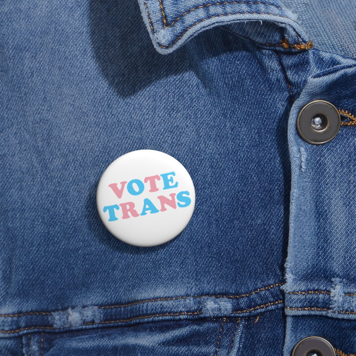 VOTE TRANS Activism Pin Button, Transgender Pride Colors