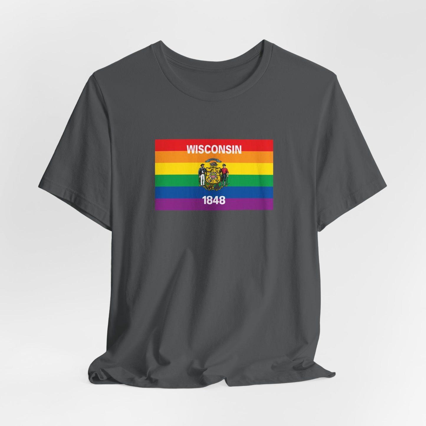 Wisconsin Rainbow Pride Flag T-shirt, Several Color Options