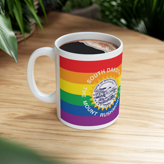South Dakota Rainbow Pride Flag "UNITED" Ceramic Mug