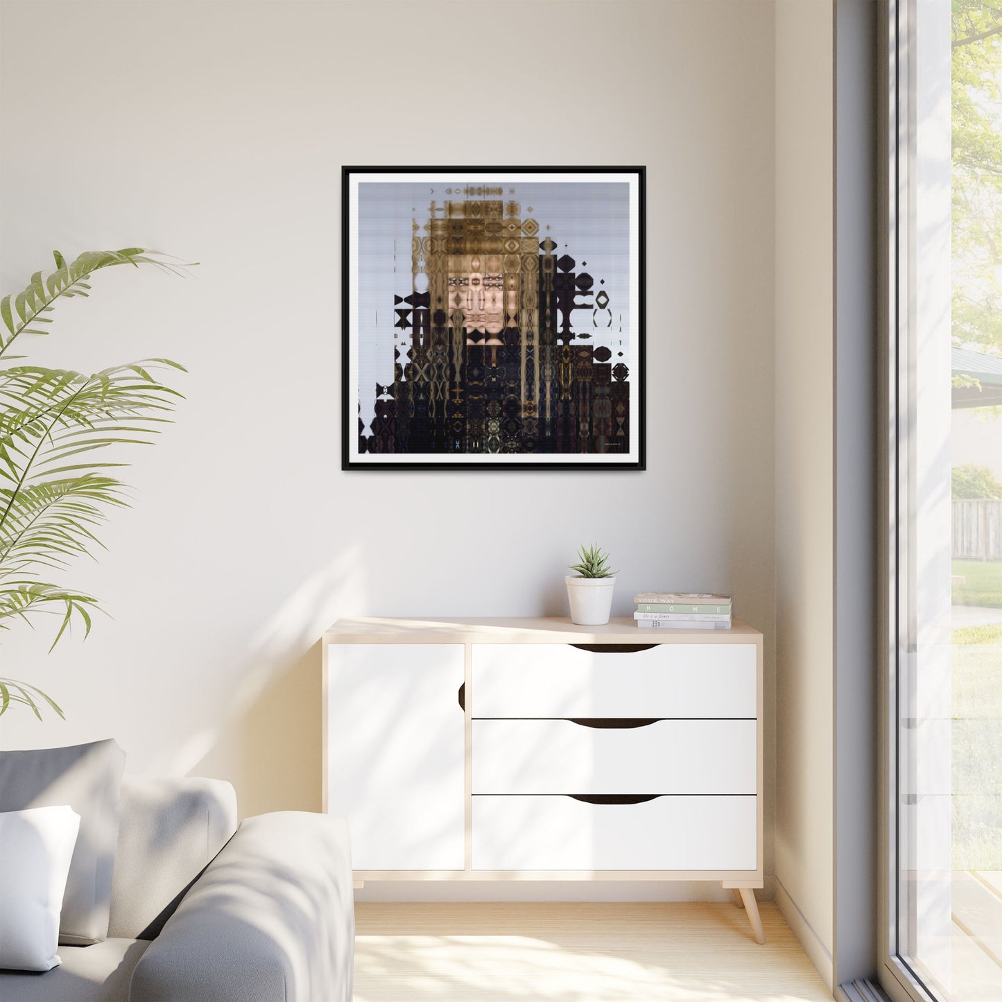 Iconic Goblin King Abstract Portrait Collage Art — Matte Canvas, Framed (Multi-color options)