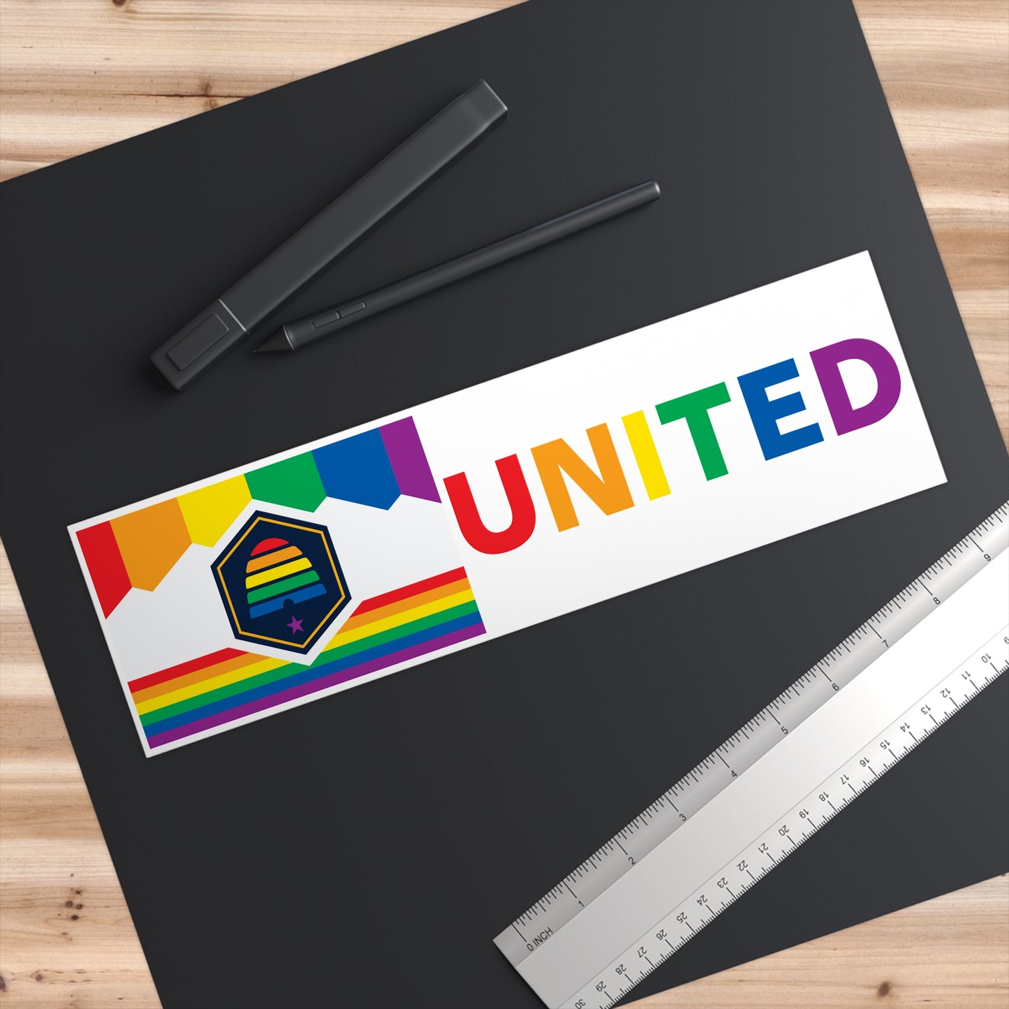 Utah Rainbow Pride Flag "UNITED" Bumper Sticker