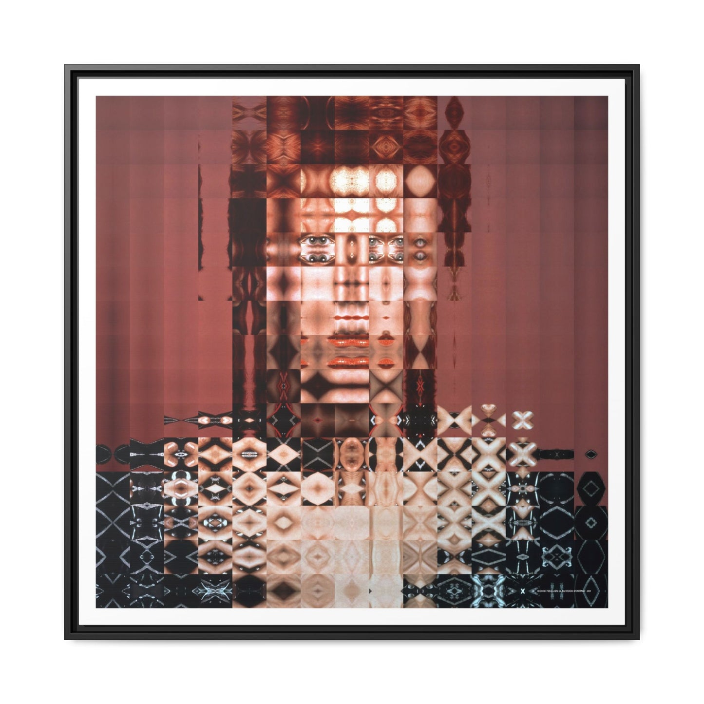 Iconic 70s Alien Glam Rock Starman Abstract Portrait Collage Art — Matte Canvas, Framed (Multi-color options)