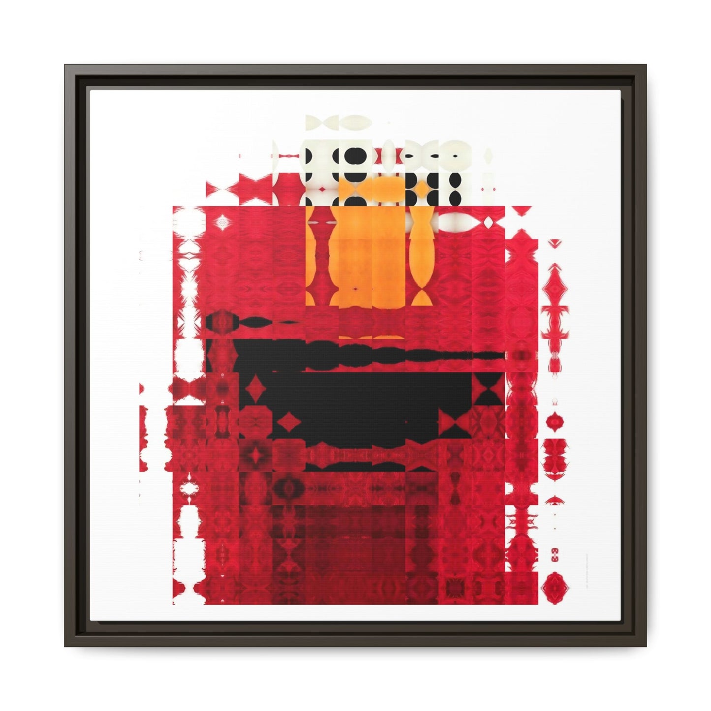 Iconic Fuzzy Red Cutie Monster from the Street Abstract Portrait Collage Art — Matte Canvas, Framed (Multi-color options)