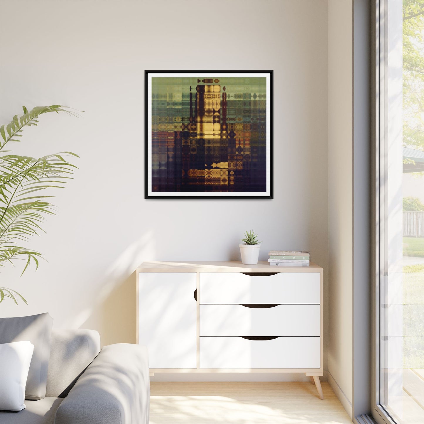 La Gioconda / Mona Lisa Abstract Portrait Collage Art — Matte Canvas, Framed (Multi-color options)