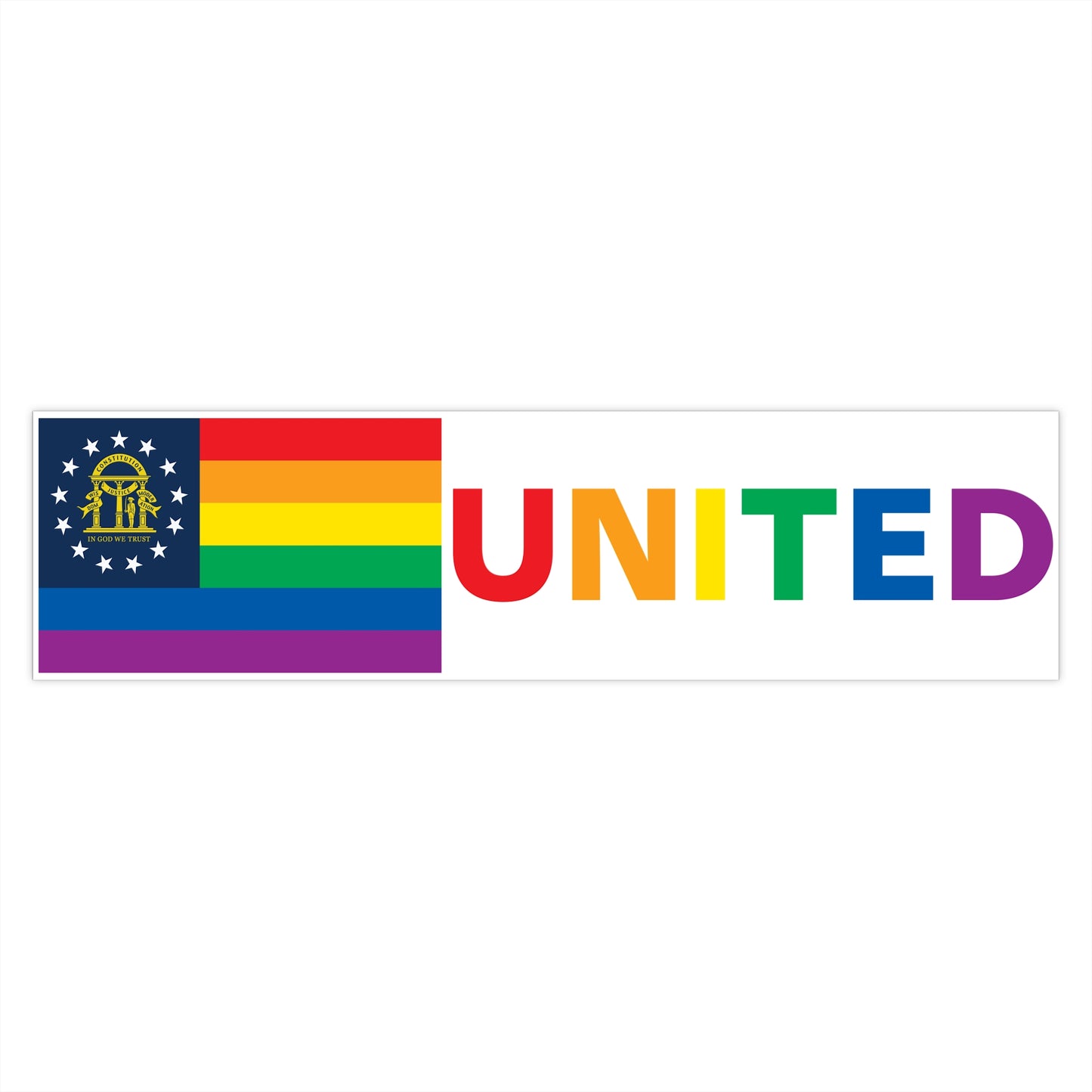 Georgia Rainbow Pride Flag "UNITED" Bumper Sticker