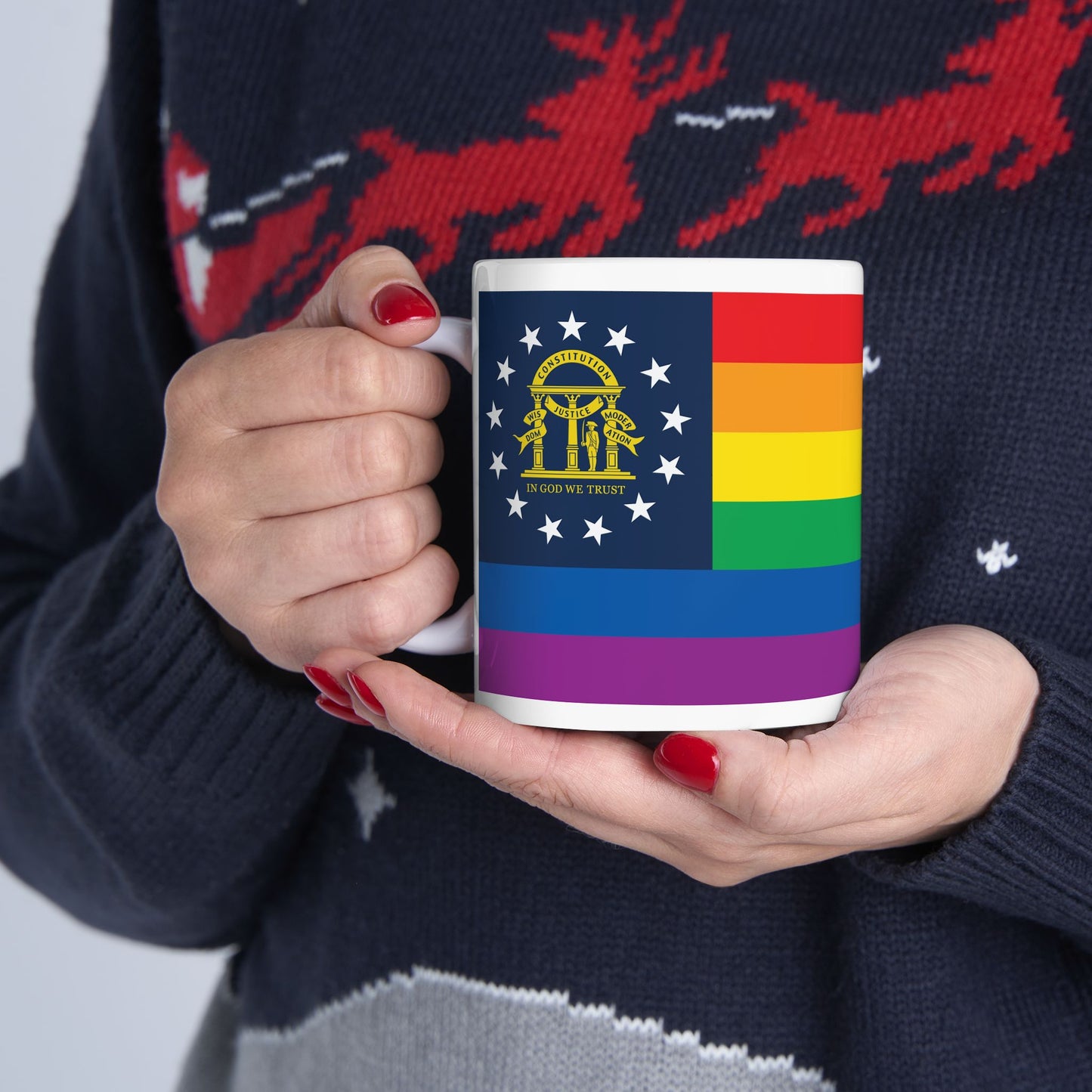 Georgia Rainbow Pride Flag "UNITED" Ceramic Mug