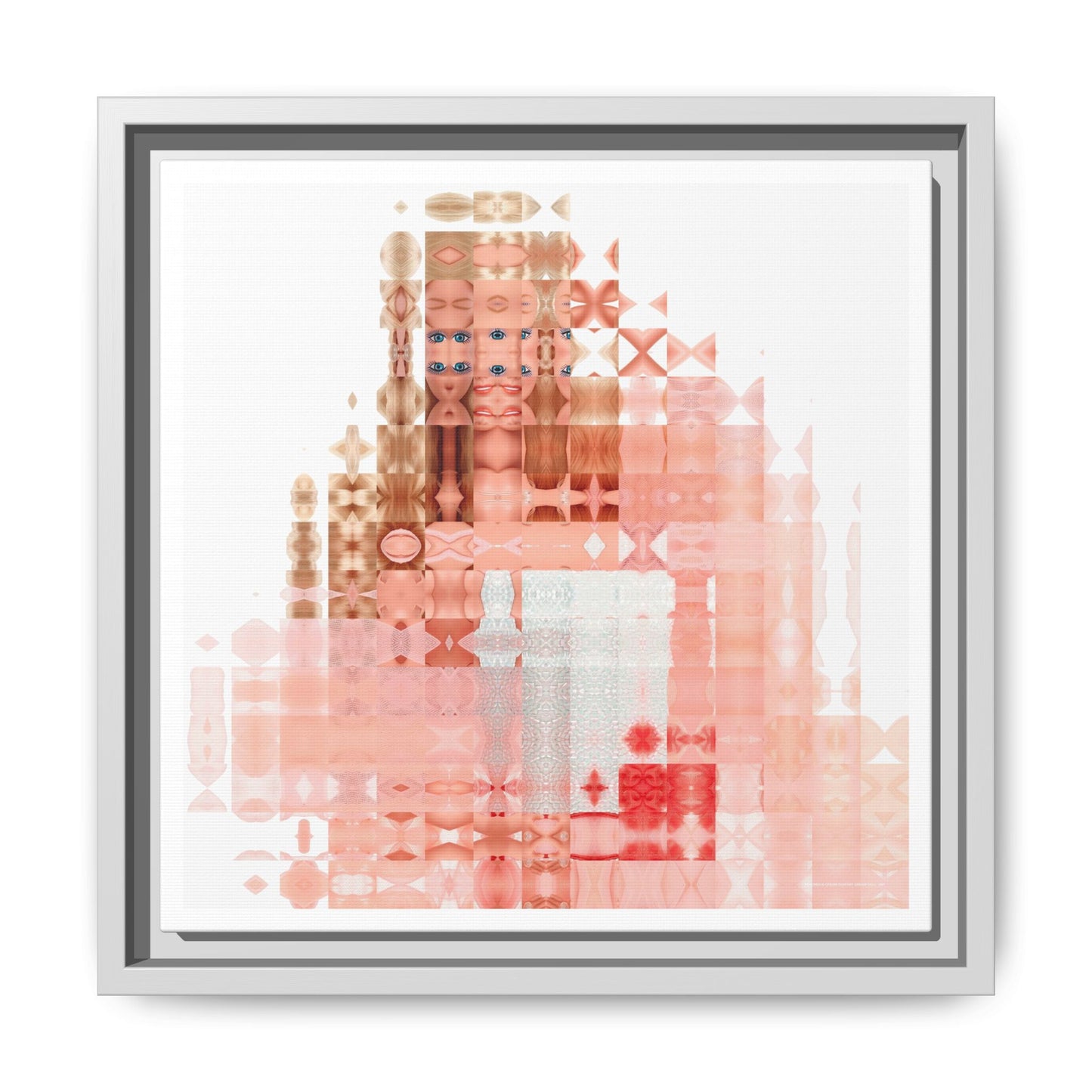 Peaches-&-Cream Fantasy Dream Doll Abstract Portrait Collage Art — Matte Canvas, Framed (Multi-color options)