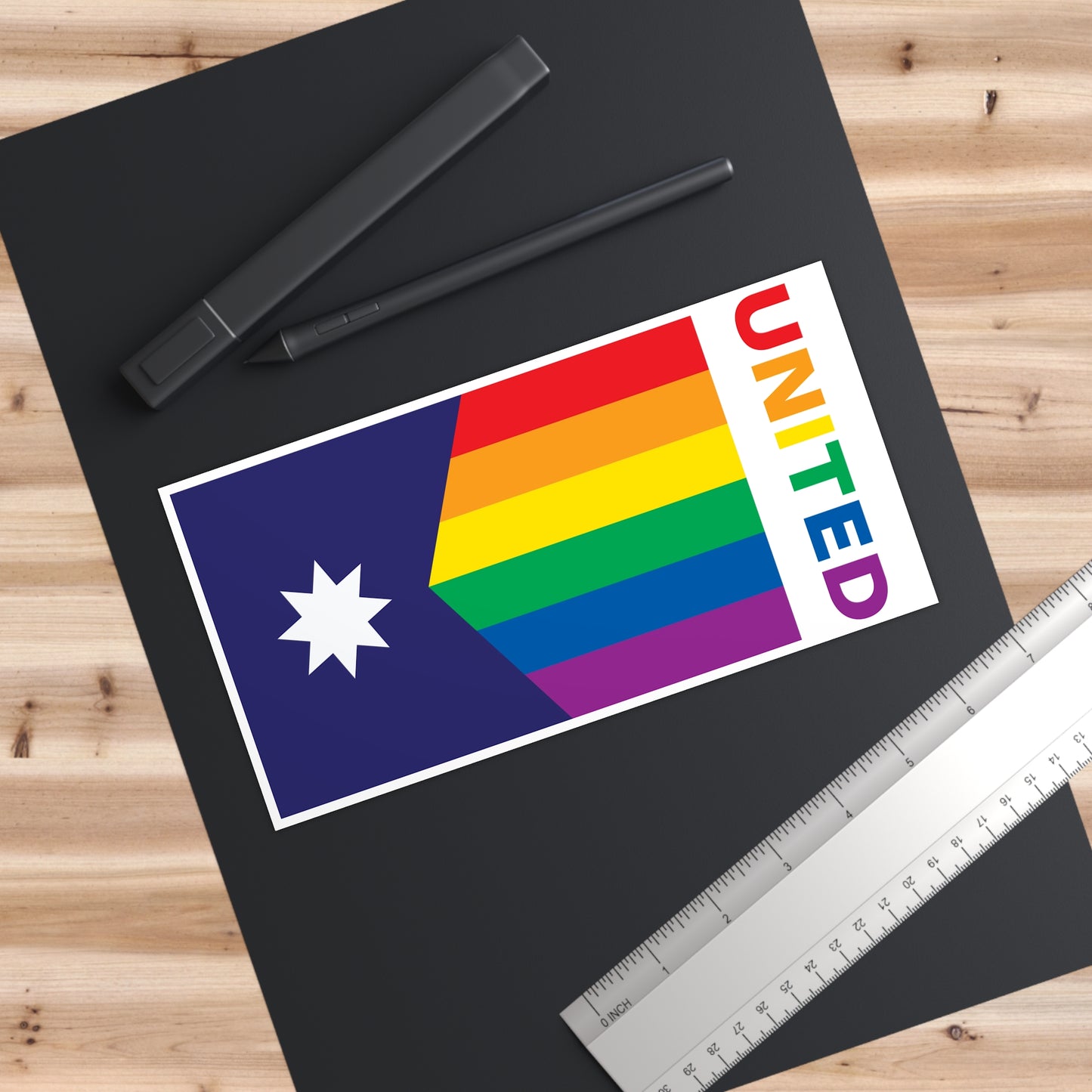 Minnesota Rainbow Pride Flag "UNITED" Bumper Sticker