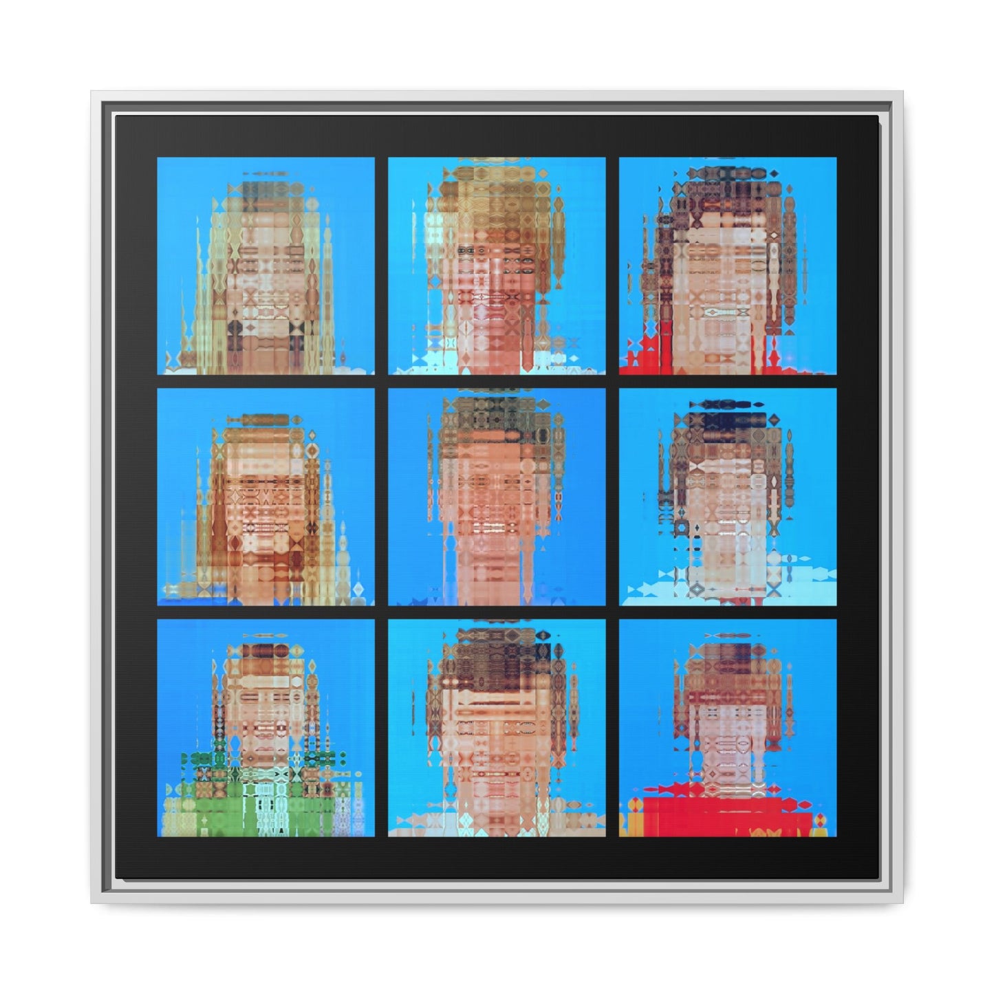 America’s Iconic Mid-Century TV Family Abstract Portrait Collage Art — Matte Canvas, Framed (Multi-color options)