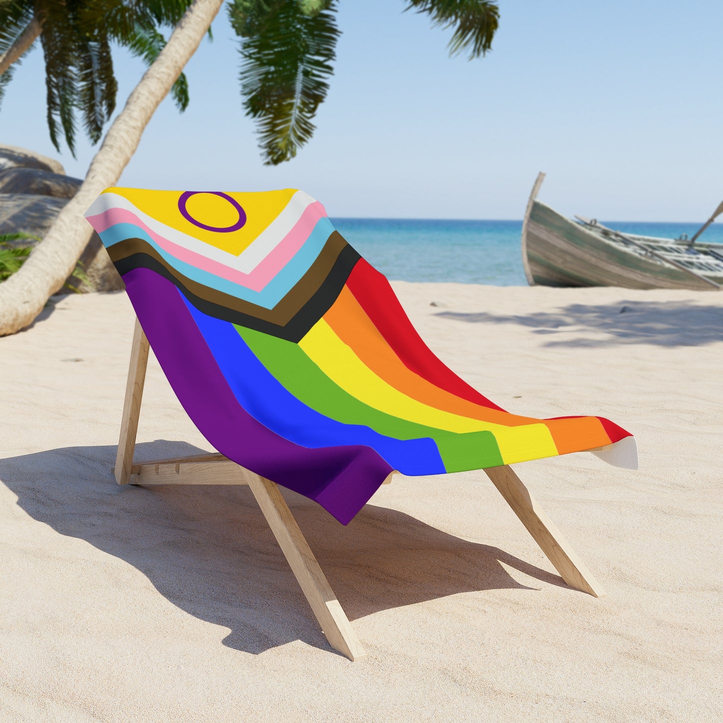 Intersex-Inclusive Progress Pride Flag Beach Towel - cheveron and intersex deco