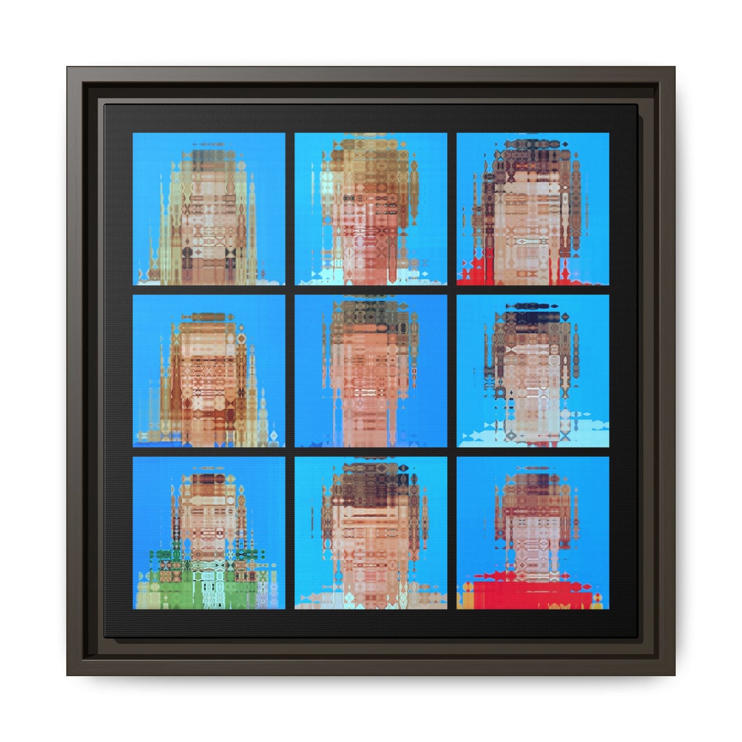 America’s Iconic Mid-Century TV Family Abstract Portrait Collage Art — Matte Canvas, Framed (Multi-color options)