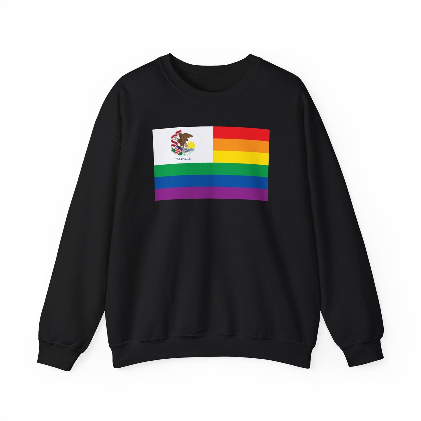 Illinois Rainbow Pride Flag Unisex Crewneck Sweatshirt—White, Black or Light Pink