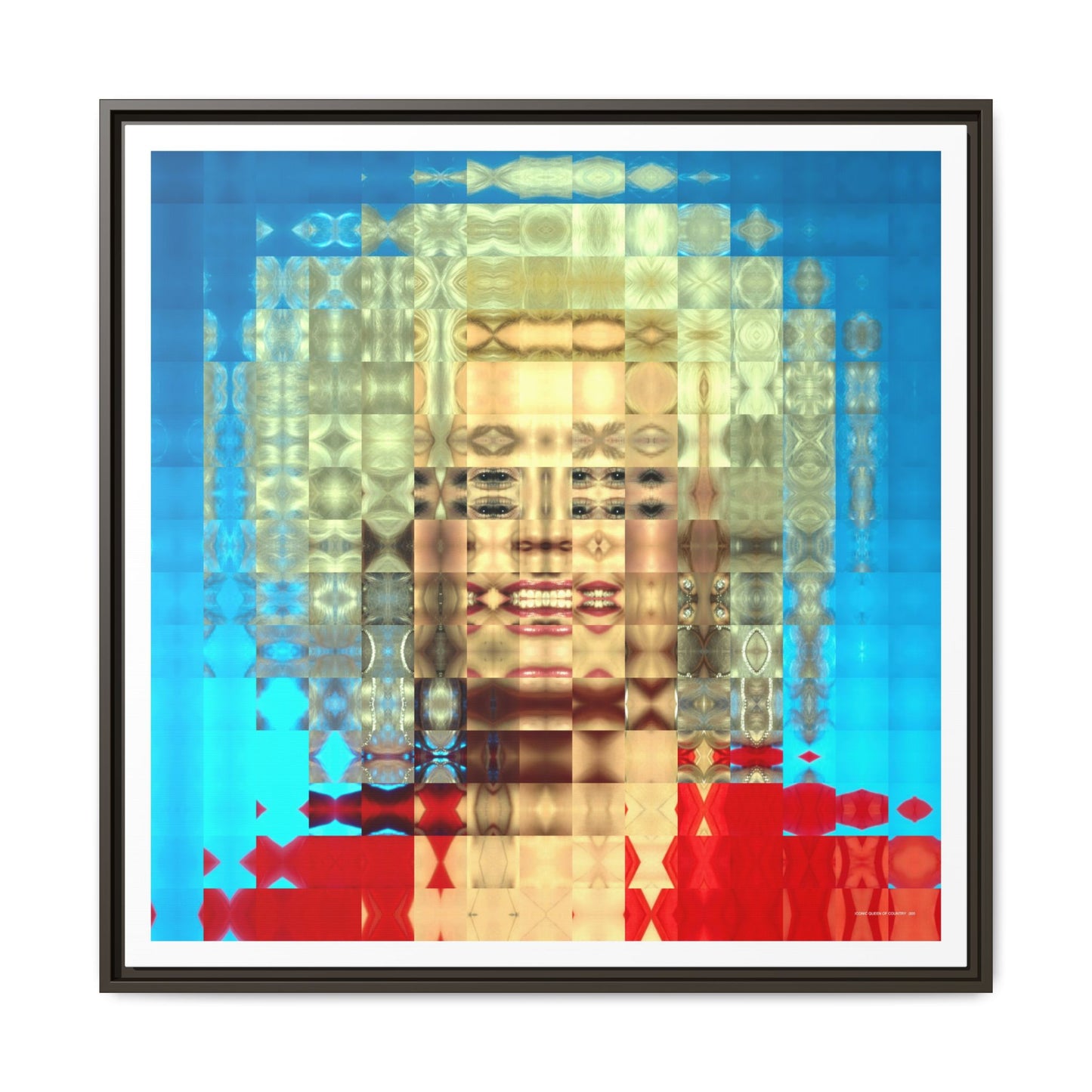Iconic Queen of Country V, Dolly Abstract Portrait Collage Art — Matte Canvas, Framed (Multi-color options)