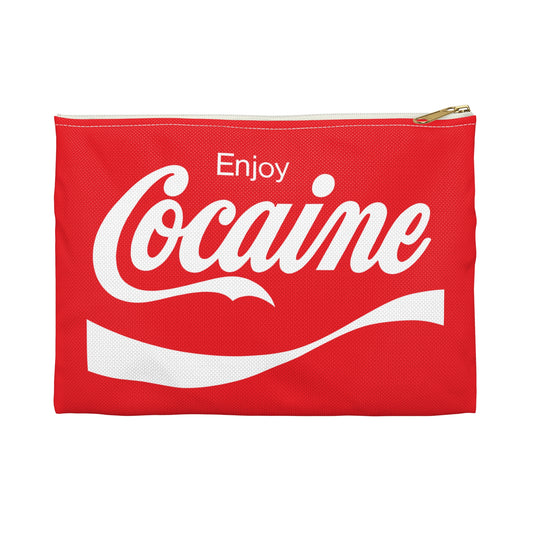 Enjoy Cocaine Funny Accessory Pouch - White on Red