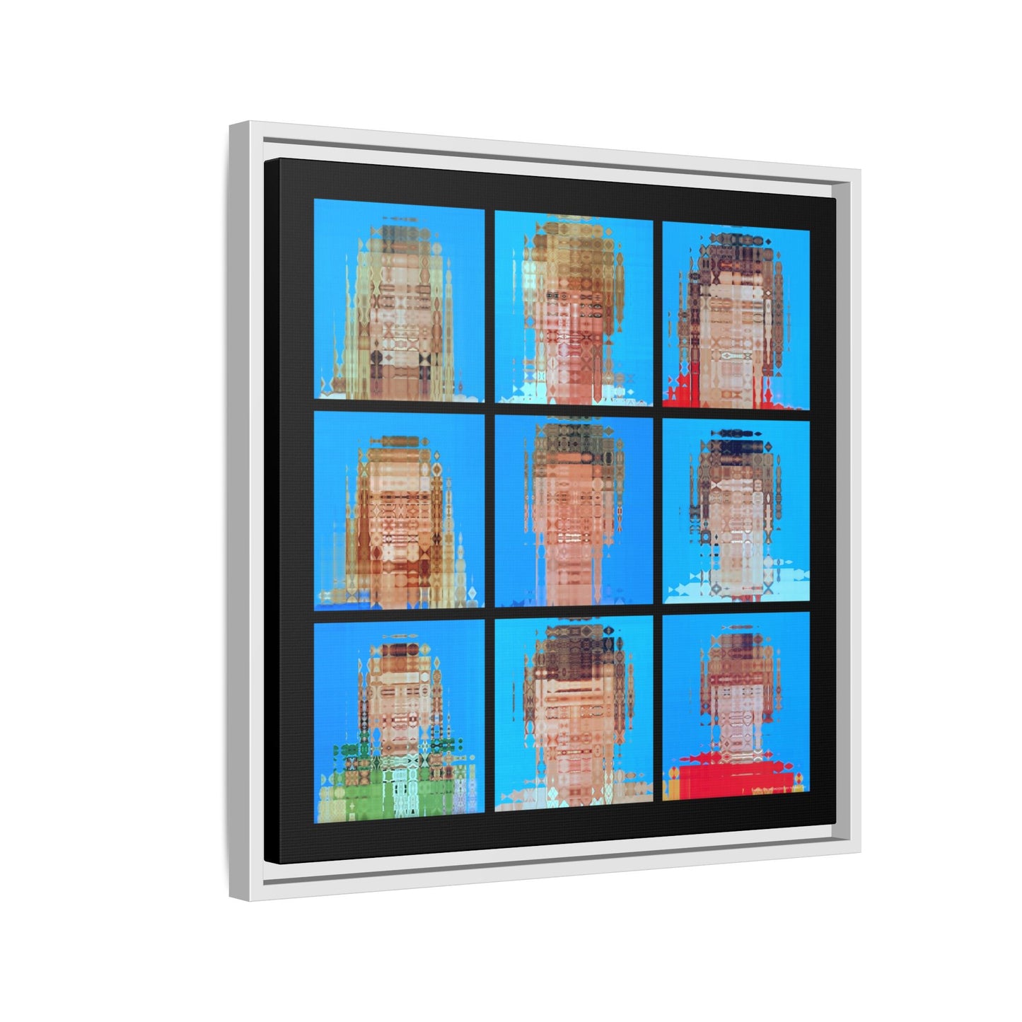 America's Iconic Mid-Century TV Family, Abstract Portrait Collage Art — Matte Canvas, Framed (Multi-color options)