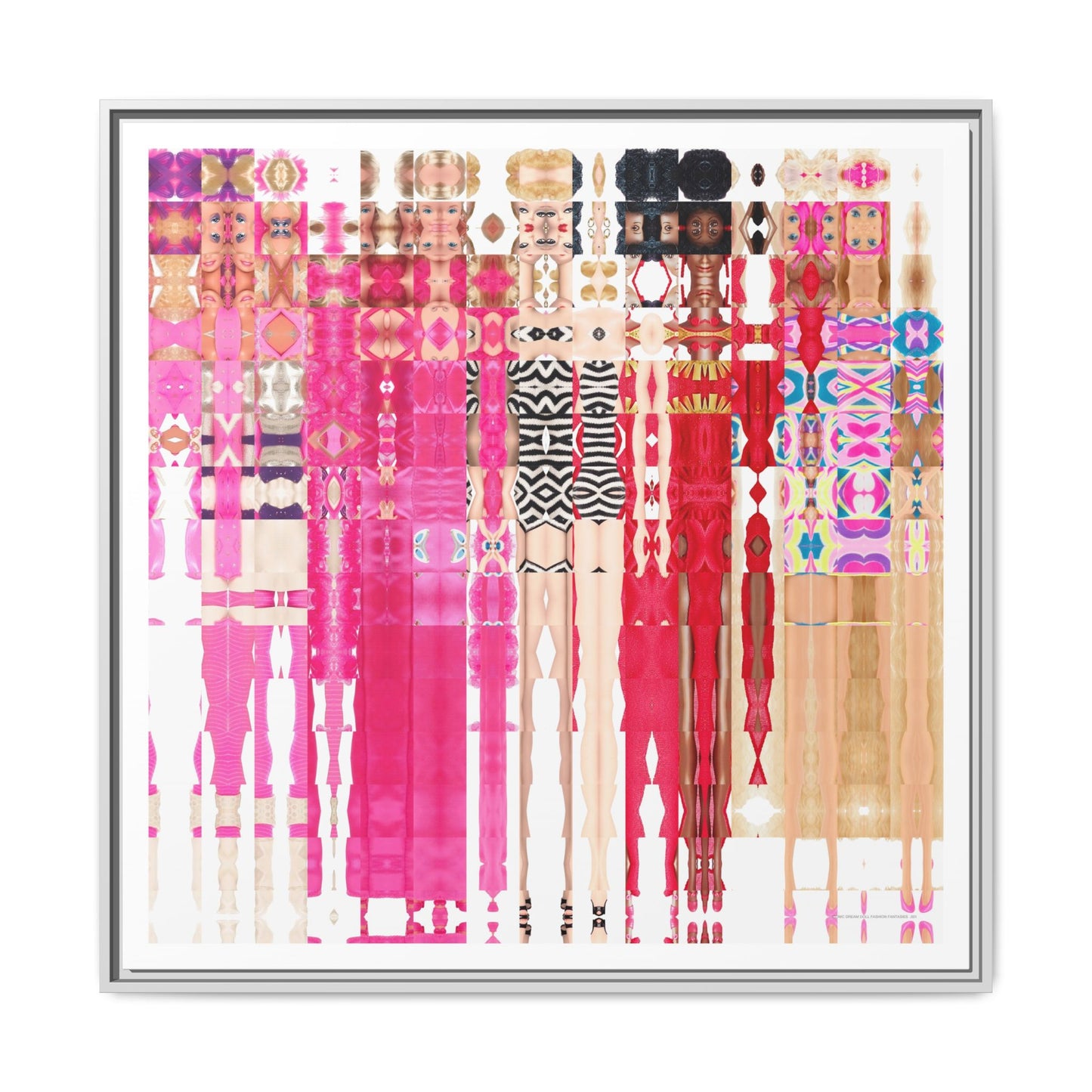 Iconic Dream Doll Fashion Fantasies Abstract Portrait Collage Art — Matte Canvas, Framed (Multi-color options)