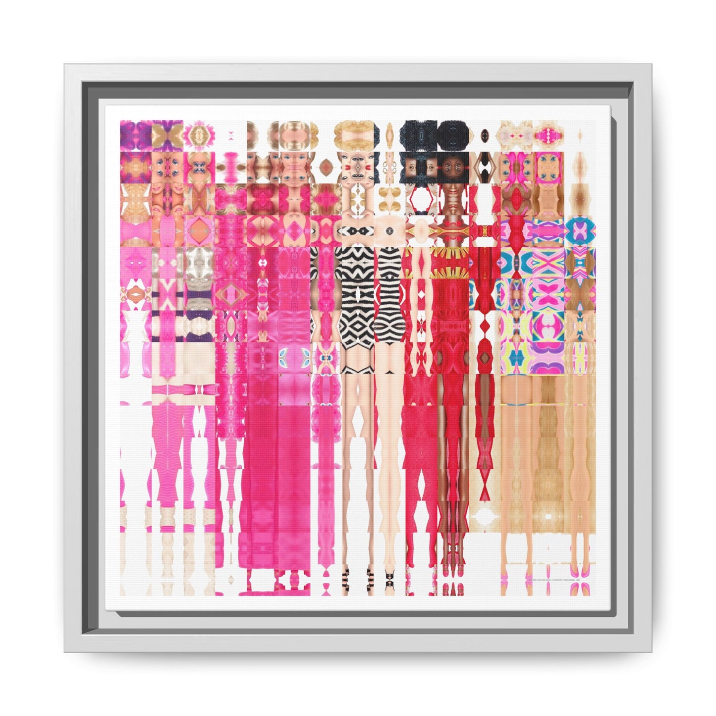 Iconic Dream Doll Fashion Fantasies Abstract Portrait Collage Art — Matte Canvas, Framed (Multi-color options)