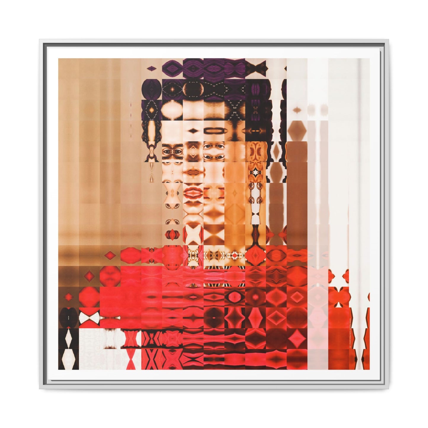 Iconic Feminist Artist Frida Kahlo 2 Abstract Portrait Collage Art — Matte Canvas, Framed (Multi-color options)