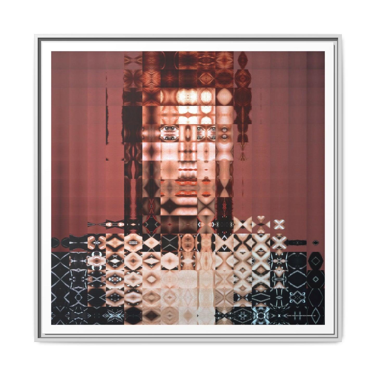 Iconic 70s Alien Glam Rock Starman Abstract Portrait Collage Art — Matte Canvas, Framed (Multi-color options)