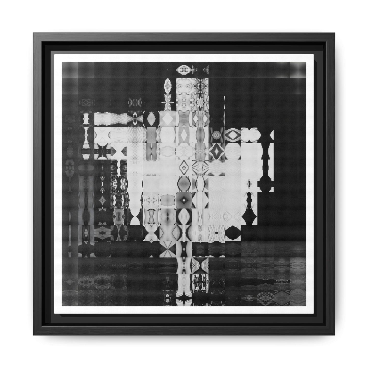 Iconic Hollywood Movie Star Marilyn Monroe, Iconic Flying Skirt Moment, Abstract Portrait Collage Art — Matte Canvas, Framed (Multi-color options)