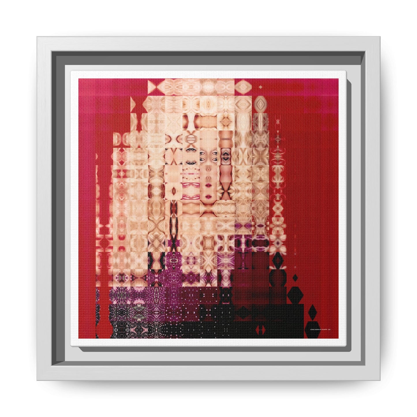 Iconic Queen of Country III, Dolly Abstract Portrait Collage Art — Matte Canvas, Framed (Multi-color options)