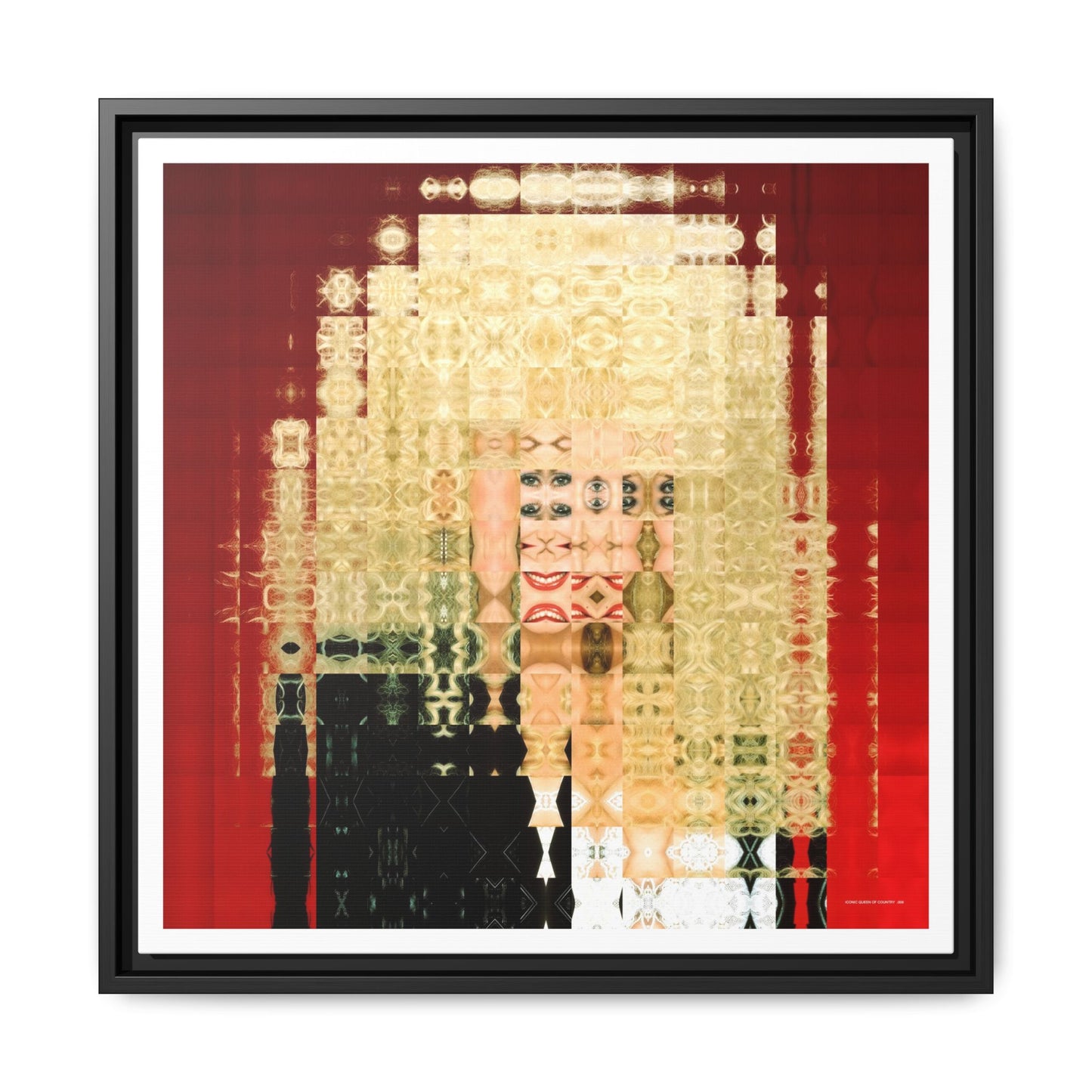 Iconic Queen of Country VI, Dolly Abstract Portrait Collage Art — Matte Canvas, Framed (Multi-color options)
