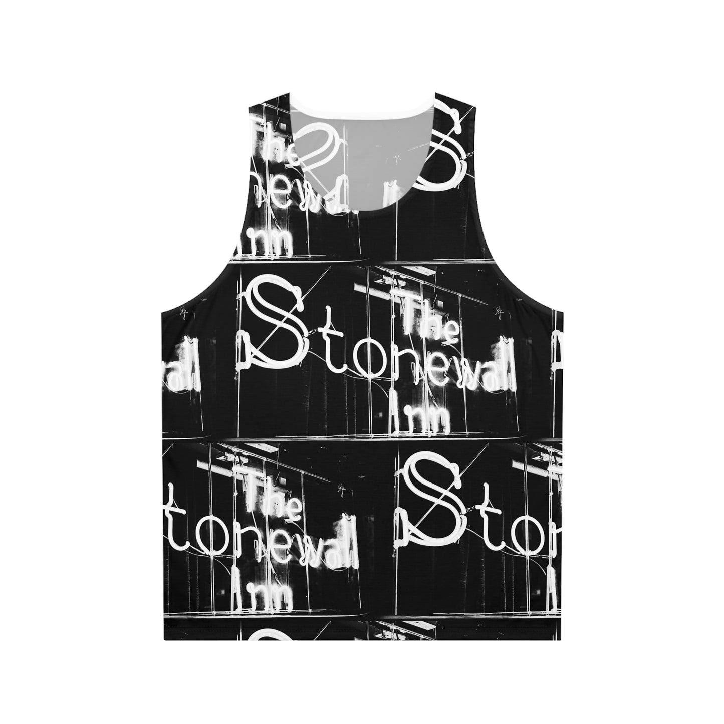 The Stonewall Inn Tank Top, Black with White Deco Pattern