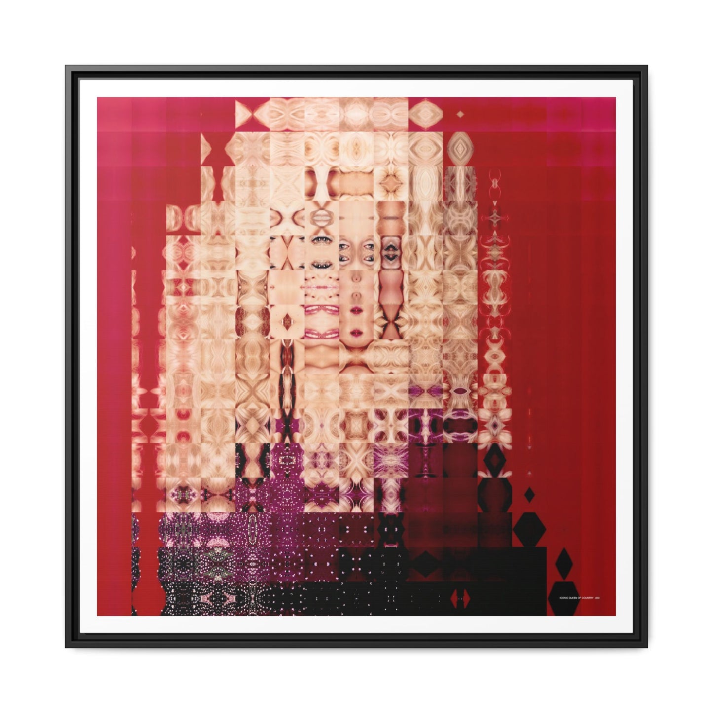 Iconic Queen of Country III, Dolly Abstract Portrait Collage Art — Matte Canvas, Framed (Multi-color options)