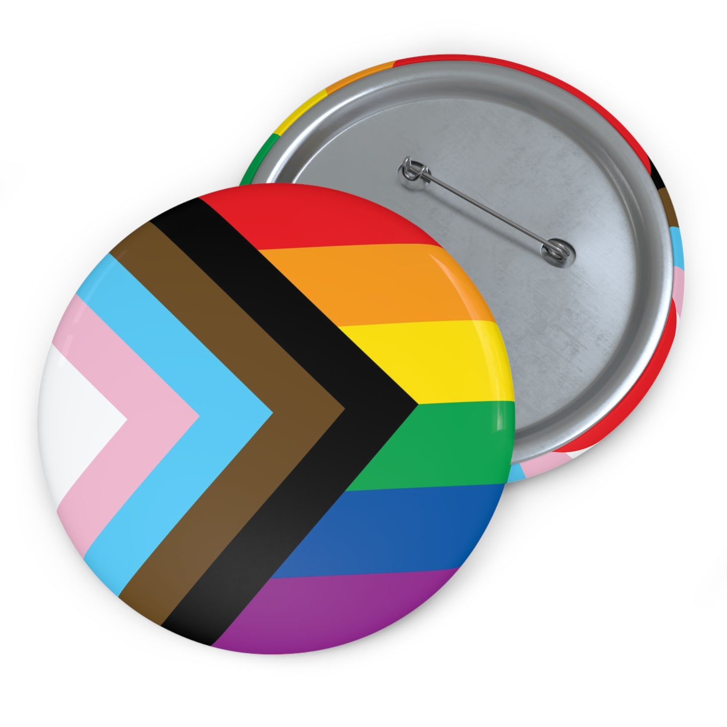 Progress Pride Rainbow Flag Heart Pin Button