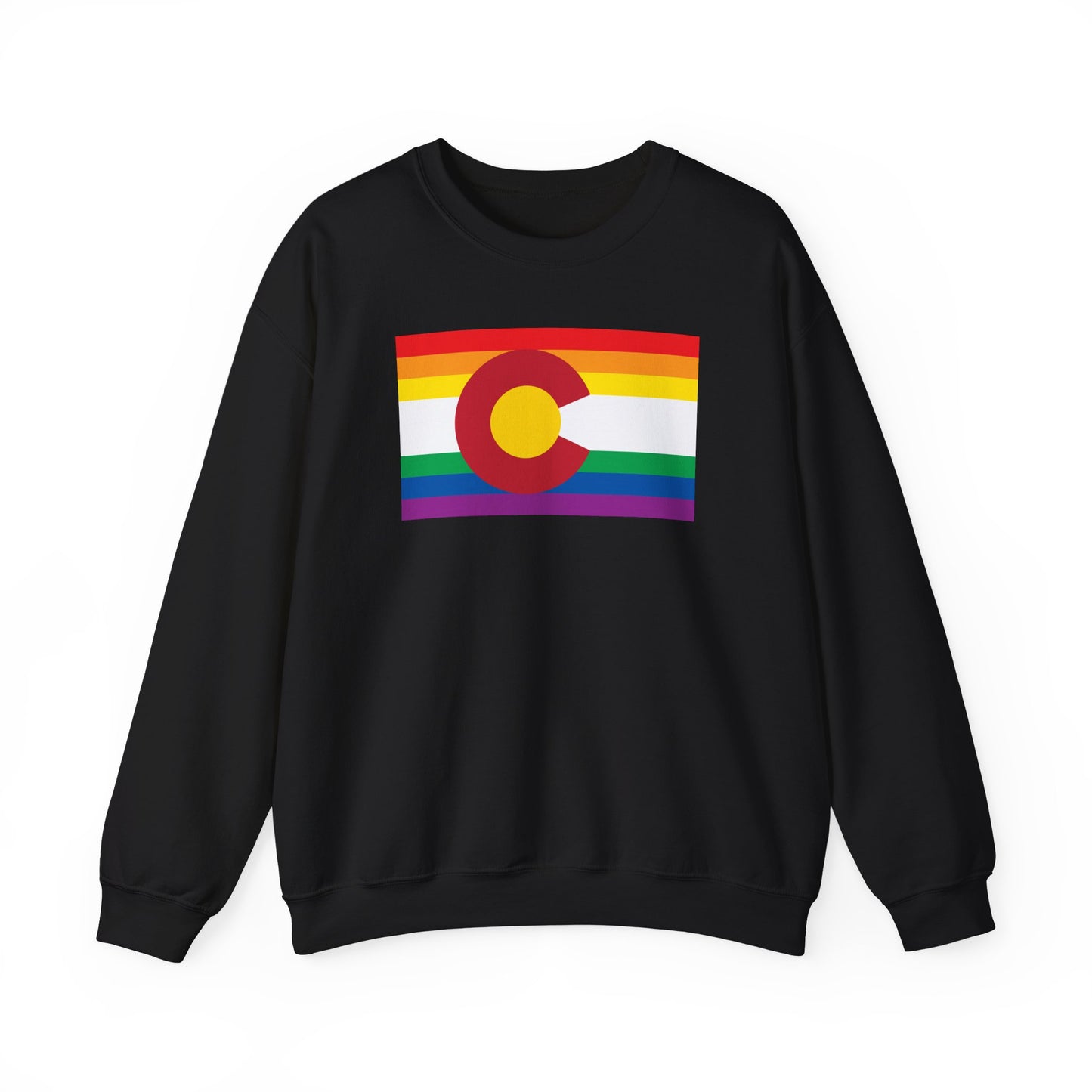 Colorado Rainbow Pride Flag Unisex Crewneck Sweatshirt—White, Black or Light Pink