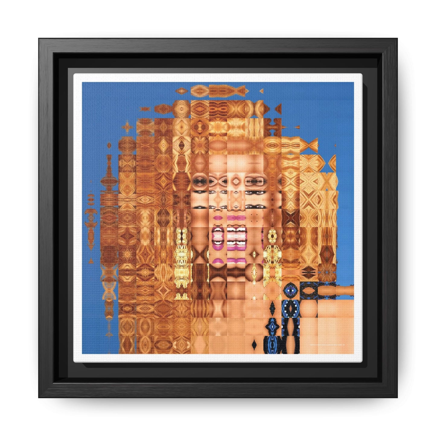 America's Most Iconic Glamazon Drag Queen Abstract Portrait Collage Art — Matte Canvas, Framed (Multi-color options)