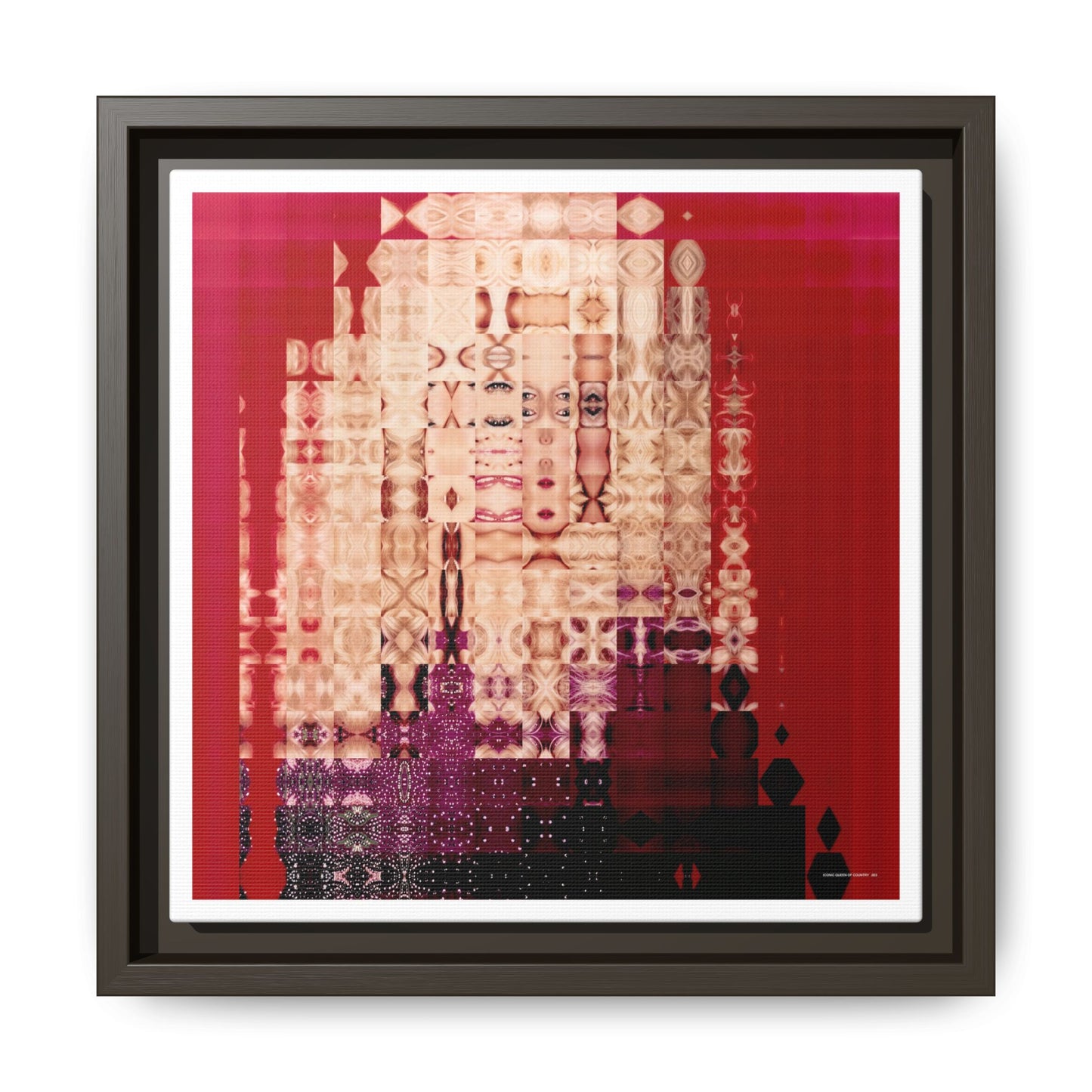 Iconic Queen of Country III, Dolly Abstract Portrait Collage Art — Matte Canvas, Framed (Multi-color options)