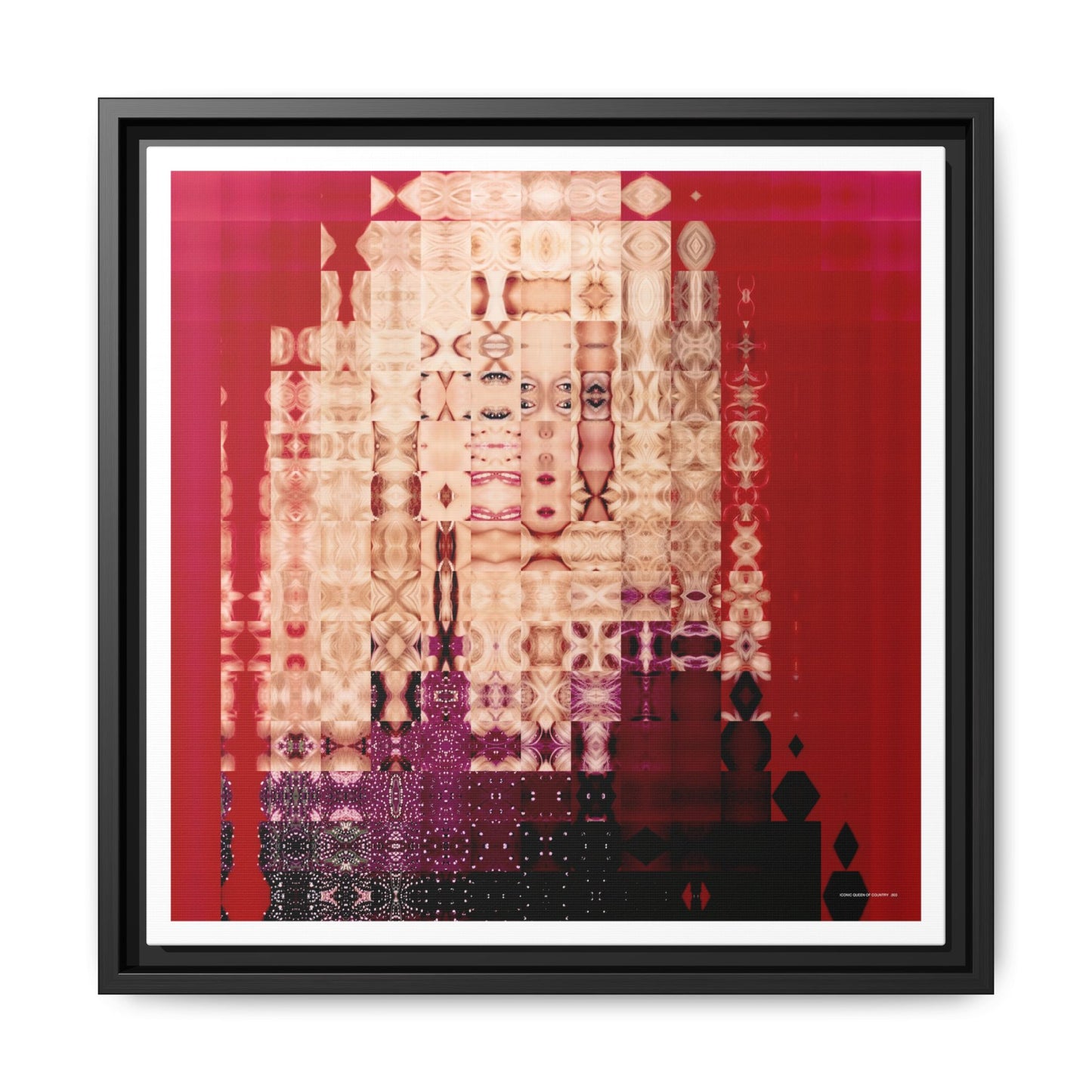 Iconic Queen of Country III, Dolly Abstract Portrait Collage Art — Matte Canvas, Framed (Multi-color options)