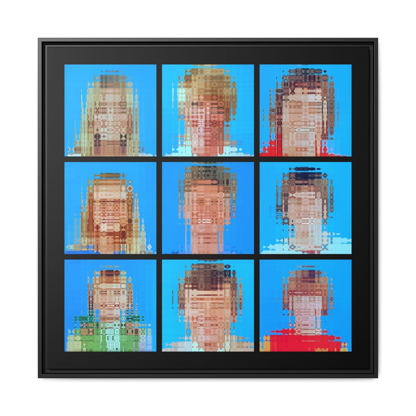 America’s Iconic Mid-Century TV Family Abstract Portrait Collage Art — Matte Canvas, Framed (Multi-color options)