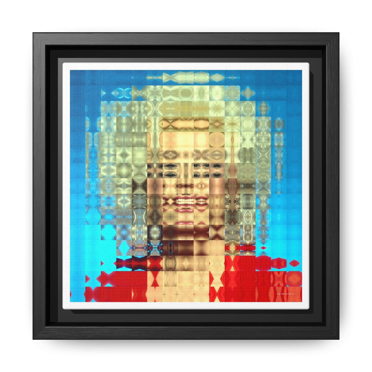 Iconic Queen of Country V, Dolly Abstract Portrait Collage Art — Matte Canvas, Framed (Multi-color options)