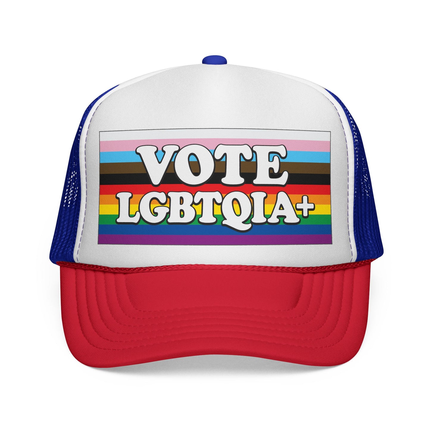 VOTE LGBTQIA+ Trucker Cap — LGBTQIA+ Rights & Equality Statement Hat